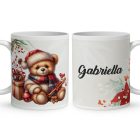 Névvel kérhető - Karácsonyi Teddy maci (fahéj) mintás bögre