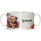 Névvel kérhető - Karácsonyi Teddy maci (fahéj) mintás bögre