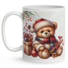 Névvel kérhető - Karácsonyi Teddy maci (fahéj) mintás bögre