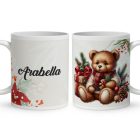 Névvel kérhető - Karácsonyi Teddy maci (macival) mintás bögre