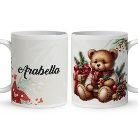   Névvel kérhető - Karácsonyi Teddy maci (macival) mintás bögre