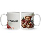 Névvel kérhető - Karácsonyi Teddy maci (macival) mintás bögre