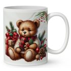 Névvel kérhető - Karácsonyi Teddy maci (macival) mintás bögre