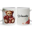 Névvel kérhető - Karácsonyi Teddy maci (sál) mintás bögre