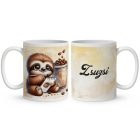 Névvel kérhető - Festő kávés lajhár mintás bögre