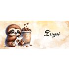 Névvel kérhető - Festő kávés lajhár mintás bögre