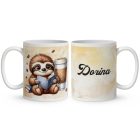 Névvel kérhető - Festő kávés lajhár mintás bögre