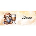 Névvel kérhető - Festő kávés lajhár mintás bögre