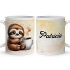 Névvel kérhető - Lazulós Kávés lajhár mintás bögre