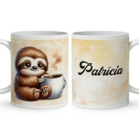 Névvel kérhető - Lazulós Kávés lajhár mintás bögre