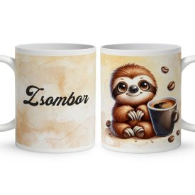   Névvel kérhető - Kávés lajhár - csak feketén mintás bögre