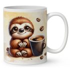 Névvel kérhető - Kávés lajhár - csak feketén mintás bögre