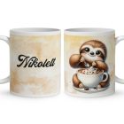 Névvel kérhető - Kávés lajhár - csak feketén mintás bögre