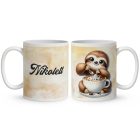 Névvel kérhető - Kávés lajhár - csak feketén mintás bögre