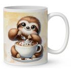 Névvel kérhető - Kávés lajhár - csak feketén mintás bögre