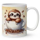 Névvel kérhető - Mosolygós Kávés lajhár mintás bögre