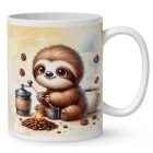 Névvel kérhető - Mosolygós Kávés lajhár mintás bögre