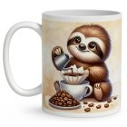 Névvel kérhető - Kávés lajhár és a szíves cappucino mintás bögre