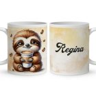 Névvel kérhető - Nagyon cuki Kávés lajhár mintás bögre