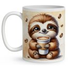 Névvel kérhető - Nagyon cuki Kávés lajhár mintás bögre