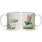 Névvel kérhető - Vintage Húsvéti nyuszilány mintás bögre