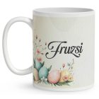 Névvel kérhető - Vintage Húsvéti nyuszi virággal mintás bögre