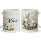 Névvel kérhető - Vintage Húsvéti alvó nyuszika mintás bögre