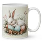 Névvel kérhető - Vintage Húsvéti alvó nyuszika mintás bögre