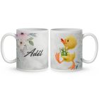 Névvel kérhető - Tündéri kiskacsa virágcsokorral mintás bögre