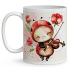 Névvel kérhető - Cuki hegedűs katica mintás bögre