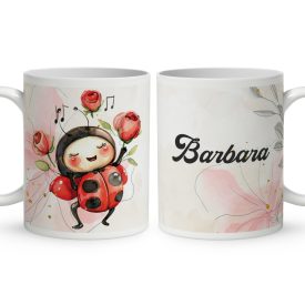 Névvel kérhető - Cuki hegedűs katica mintás bögre