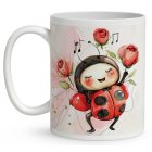 Névvel kérhető - Cuki hegedűs katica mintás bögre