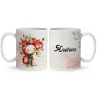 Névvel kérhető - Katica virágcsokorral mintás bögre