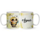 Névvel kérhető - Repülő cuki méhecske mintás bögre