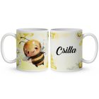 Névvel kérhető - Mosolygós méhecske mintás bögre