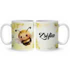 Névvel kérhető - Mosolygós méhecske mintás bögre