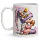 Névvel kérhető - Lufis Húsvéti manólány nyuszival mintás bögre