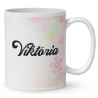 Névvel kérhető - Lufis Húsvéti manólány nyuszival mintás bögre