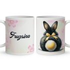 Névvel kérhető - Fekete Nyuszi popsi mintás bögre