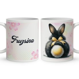 Névvel kérhető - Fekete Nyuszi popsi mintás bögre