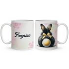 Névvel kérhető - Fekete Nyuszi popsi mintás bögre