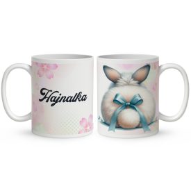 Névvel kérhető - Fehér Nyuszi popsi mintás bögre