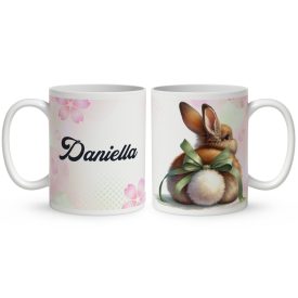 Névvel kérhető - Zöld masnis Nyuszi popsi mintás bögre