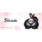 Névvel kérhető - Fekete masnis Nyuszi popsi mintás bögre