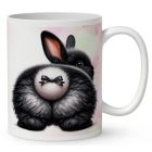 Névvel kérhető - Fekete masnis Nyuszi popsi mintás bögre