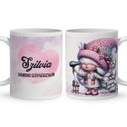 Névvel kérhető - Fodrász manólány hajszárítóval mintás bögre