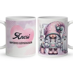   Névvel kérhető - Fodrász manólány az asztalnál mintás bögre