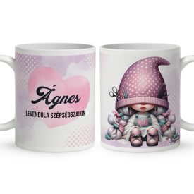   Névvel kérhető - Pöttyös sapkás fodrász manólány mintás bögre