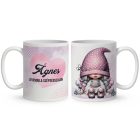 Névvel kérhető - Pöttyös sapkás fodrász manólány mintás bögre