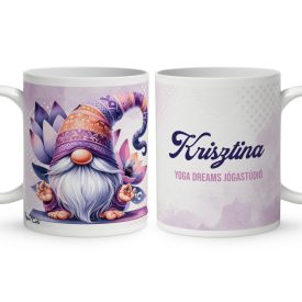   Névvel kérhető - Jóga manó lótusz ülésben mintás bögre
